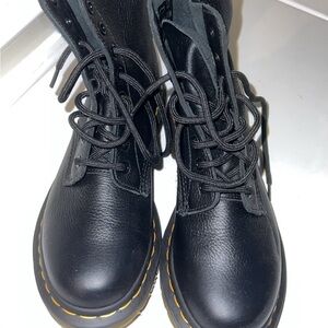 Dr. Martens Black Combat Boots with Yellow Accents